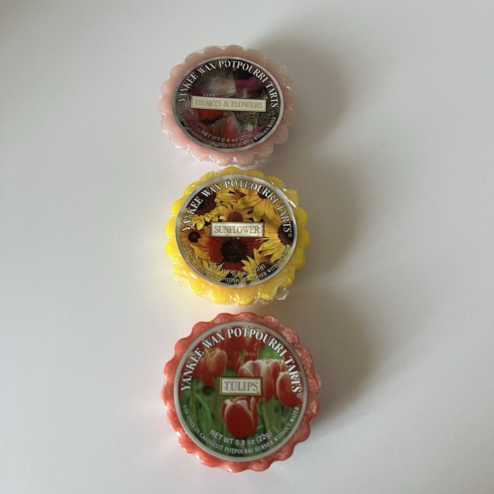 Lot of 3 Yankee Candle Potpourri Tarts RETIRED Tulips Hearts & Flowers Sunflower